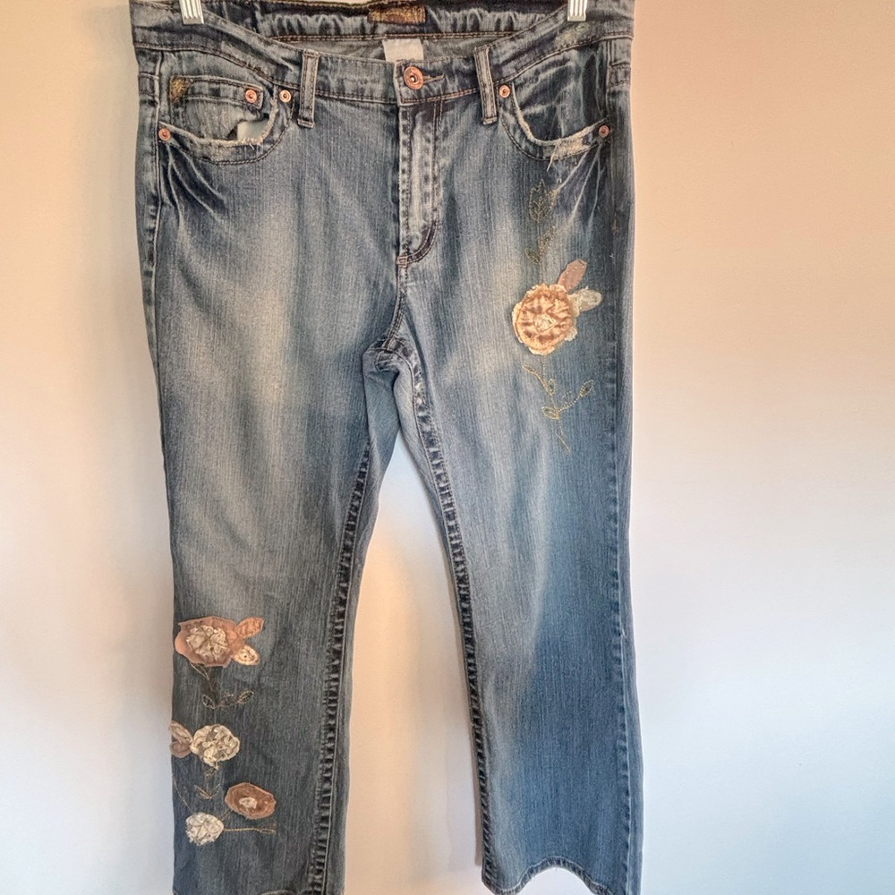 Department of Peace Jeans w/Appliquéd Flowers